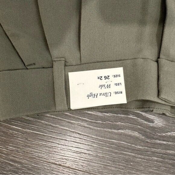 A&F Abercrombie & Fitch Sloane Tailored Pant Ultra High Wide Leg Olive Sz 26 - Picture 6 of 10